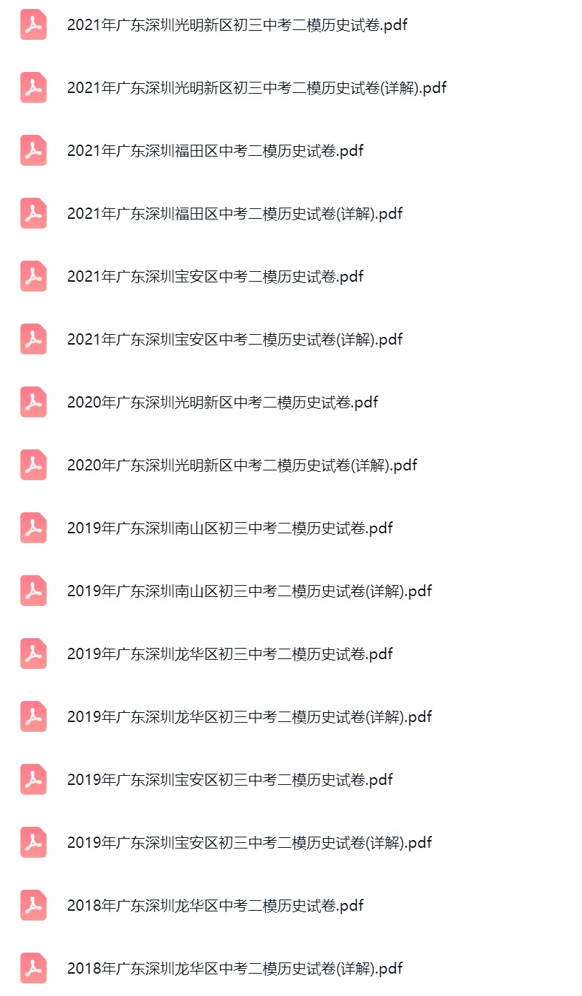 2017-2025年广东省深圳中考二模历史真题及答案解析 第5张