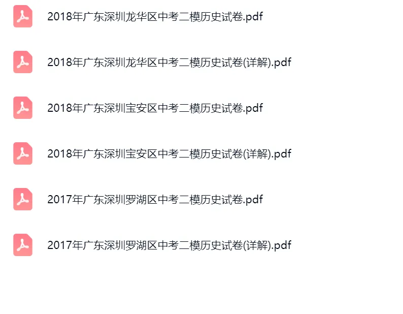 2017-2025年广东省深圳中考二模历史真题及答案解析 第6张