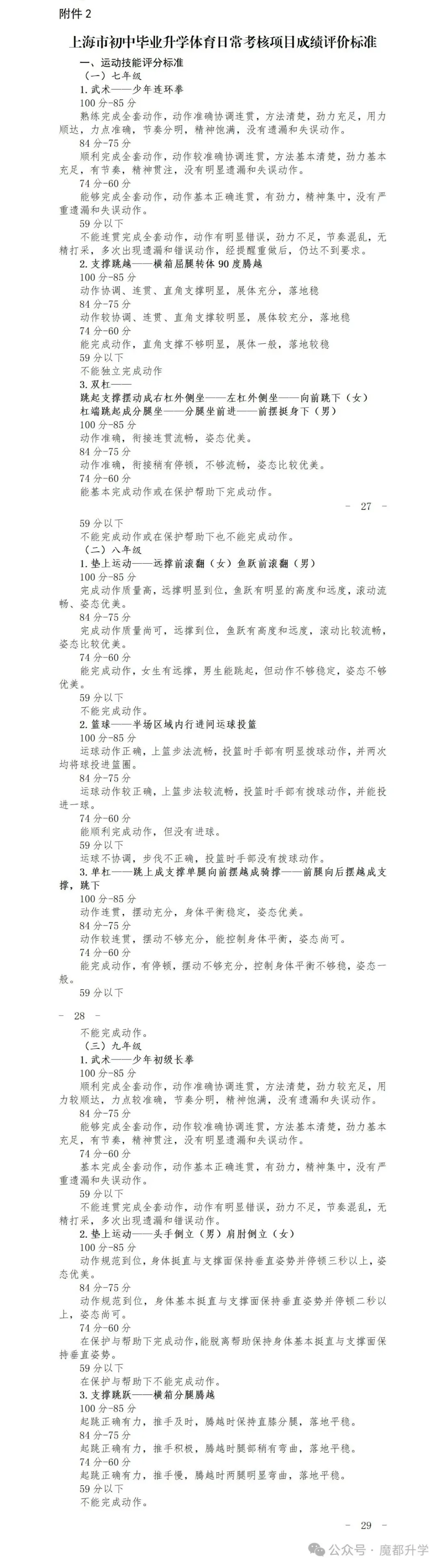 2026上海中考体育评分标准!满分30分,抓紧练起来哦! 第5张