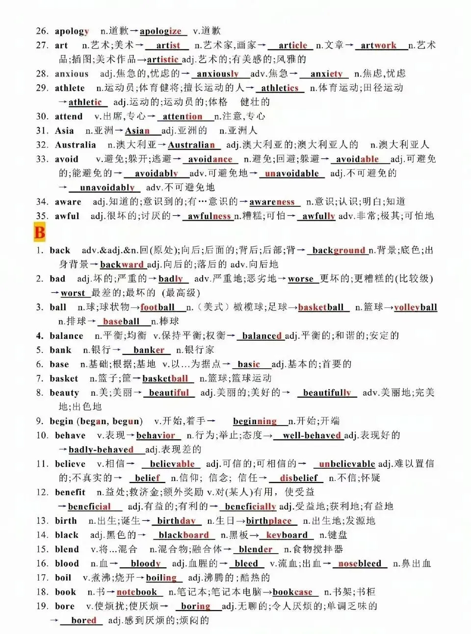 中考英语重点词汇转换 ! 第2张