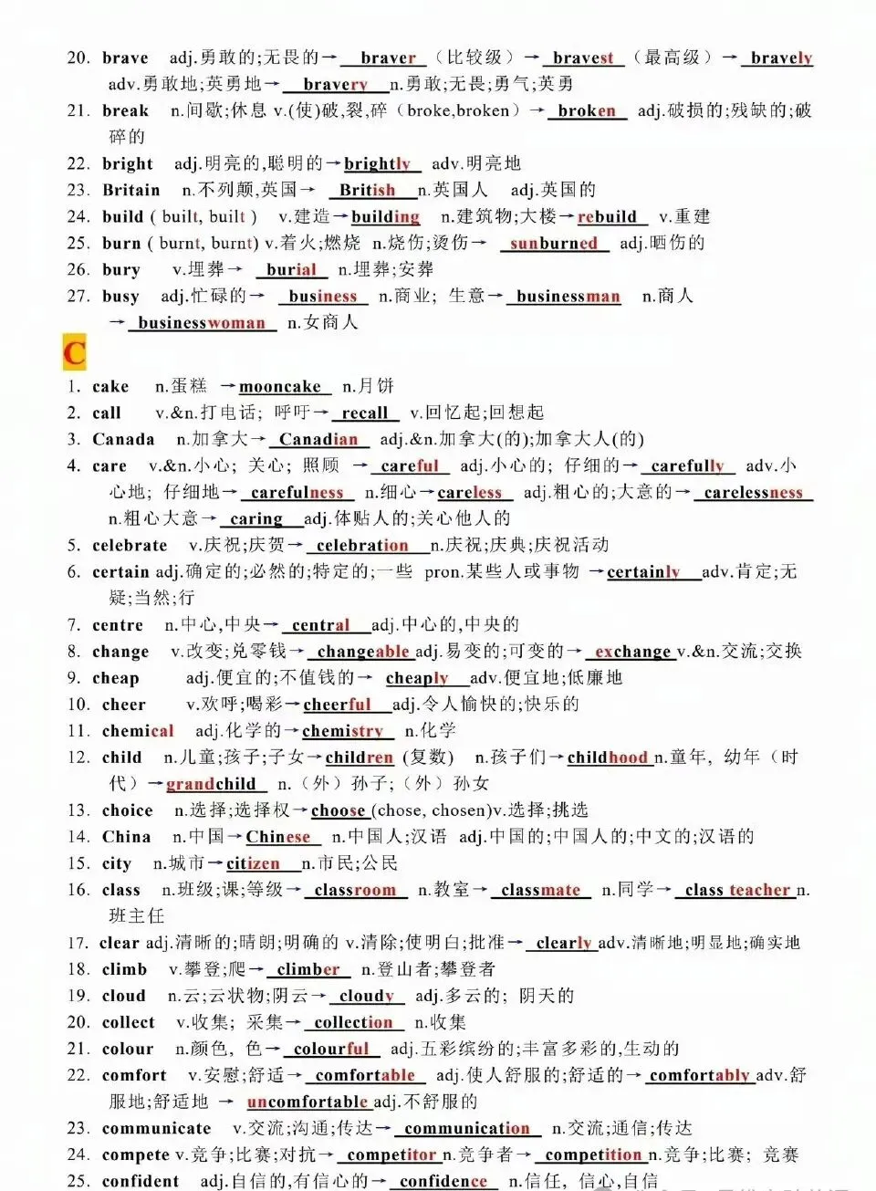 中考英语重点词汇转换 ! 第3张