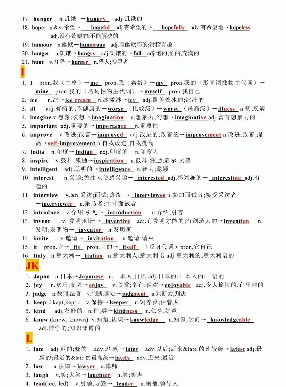 中考英语重点词汇转换 ! 第5张