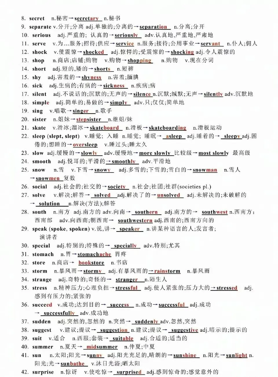 中考英语重点词汇转换 ! 第7张