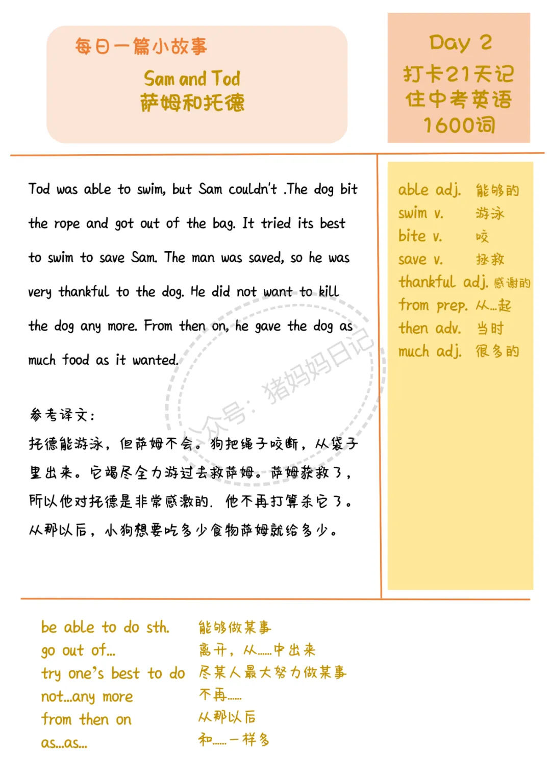 每天一篇故事,21天搞定中考英语1600词.【建议收藏】 第4张