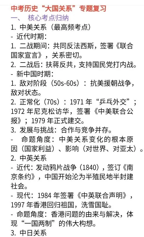 中考历史“大国关系”专题复习 第1张