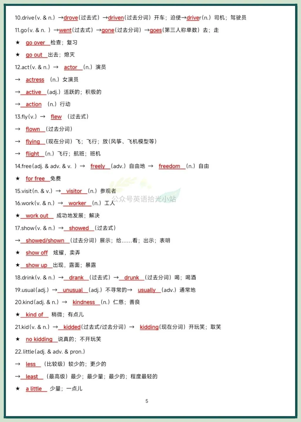 2026春中考英语重点词性转化背诵+默写,电子版可下载打印! 第6张