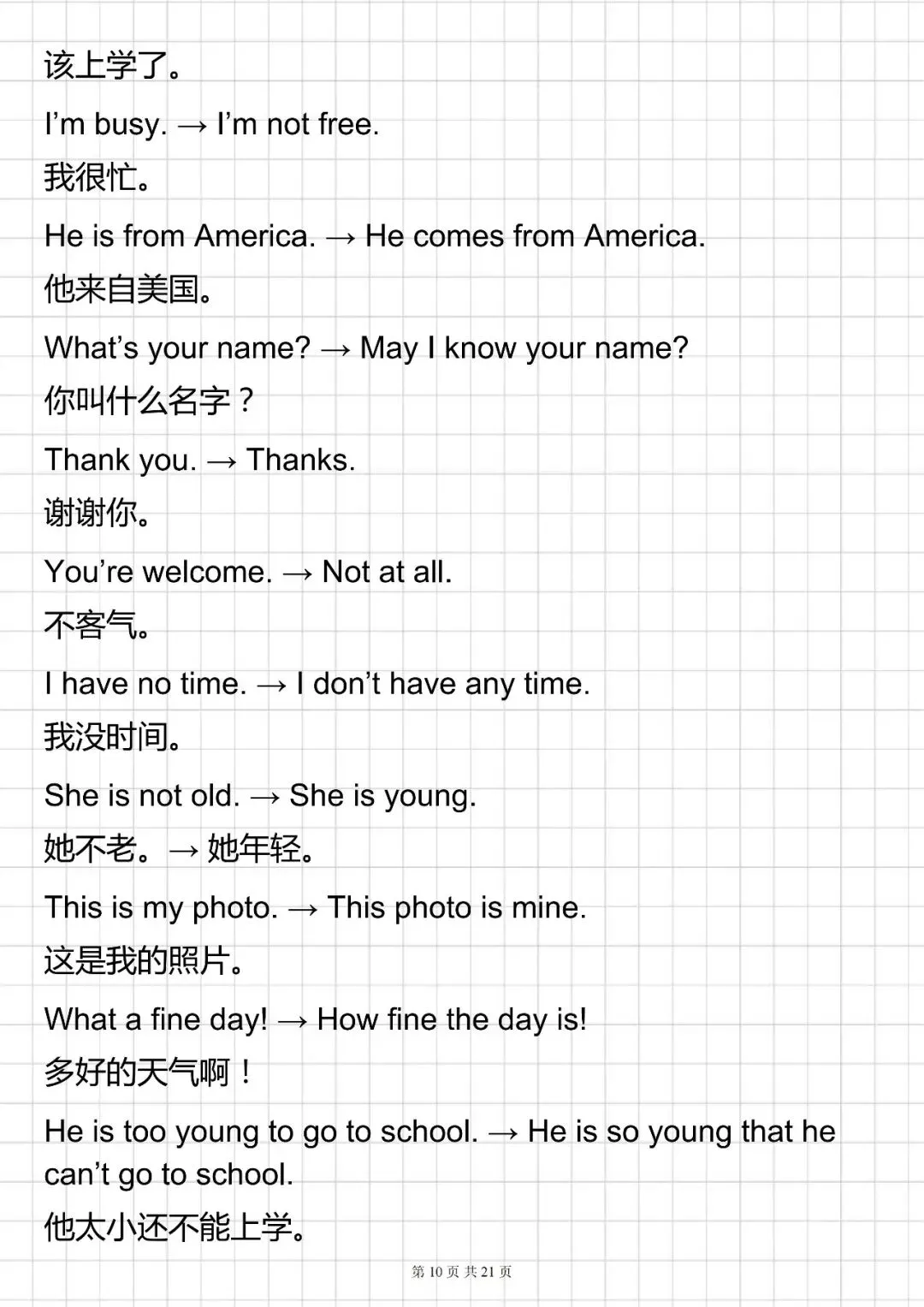 中考必背【初中英语 200 个句型转换经典例题解析】,可打印 快收藏 第10张