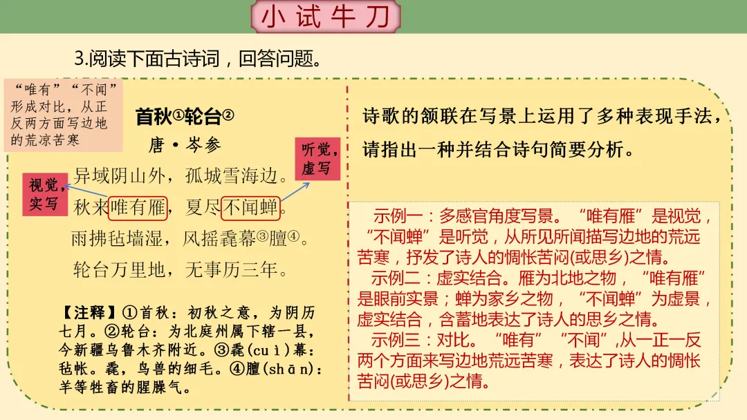 【2026年中考】古诗词专项复习:鉴赏专题6表达技巧--描写手法(课件) 第21张