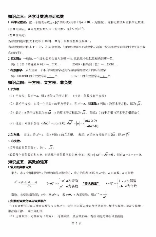 中考第一轮复习实数与运算知识点速记 第2张