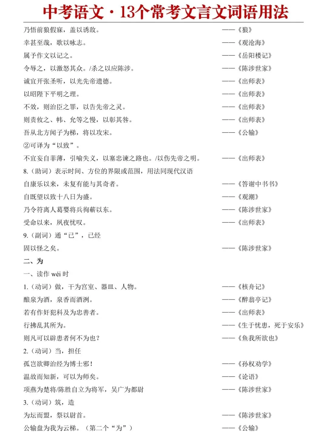2026中考语文必背文言文简答题+重点常考21篇文言文汇总+13个常考文言文词语用法 第14张