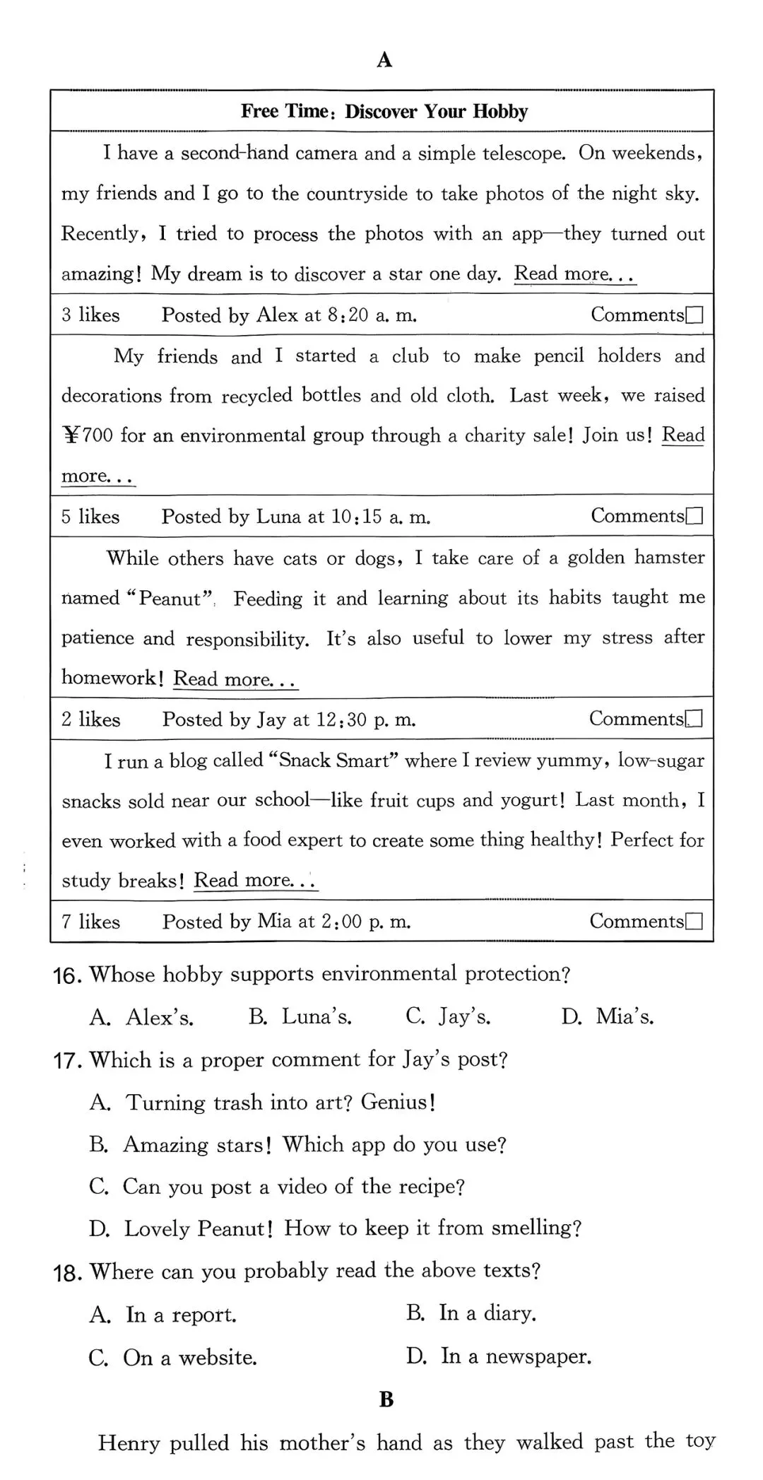 2025年浙江省中考英语宁波市一模 第5张