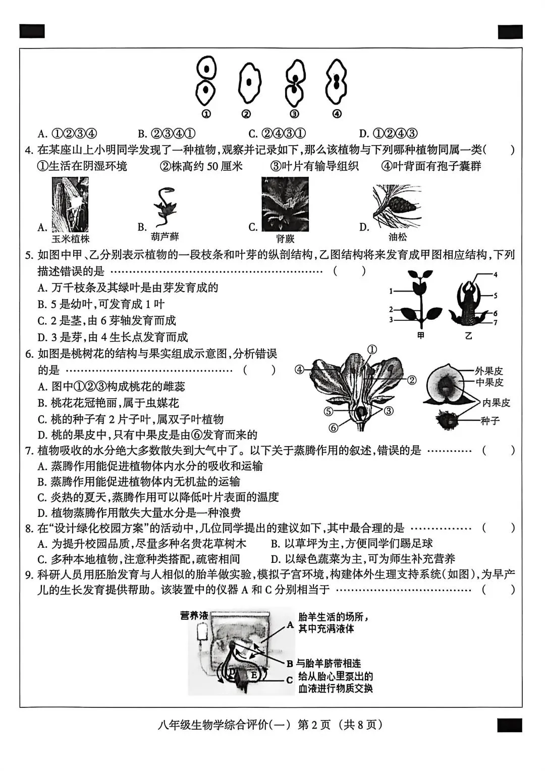 2025河北中考生物模拟卷 第2张