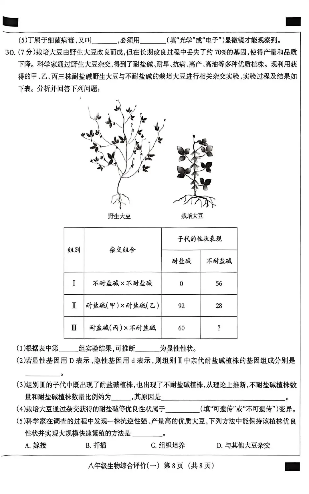 2025河北中考生物模拟卷 第8张