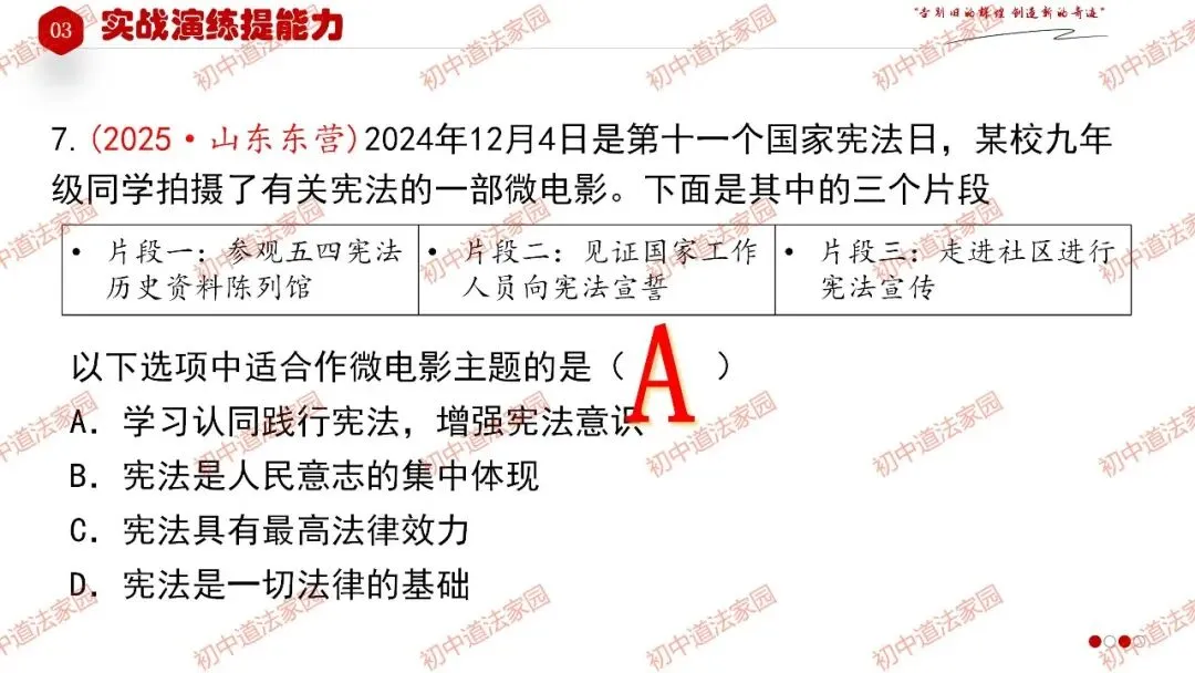 2026年中考道德与法治一轮复习高效培优 专题13 坚持宪法至上(八上) 第33张