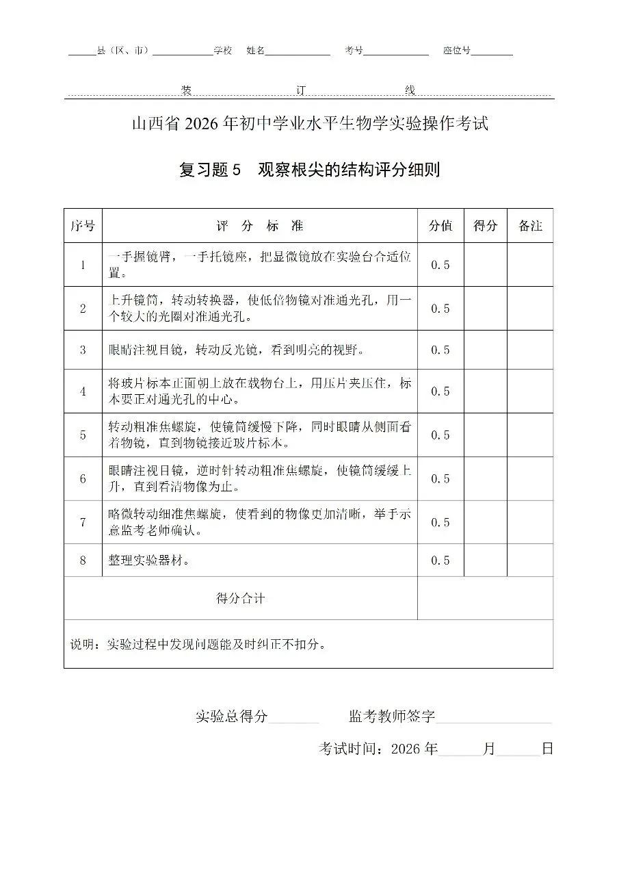 【备战中考】山西省招生考试管理中心关于公布2026年初中学业平考试信息科技和生物学实验操作科目复习题的通知 第12张