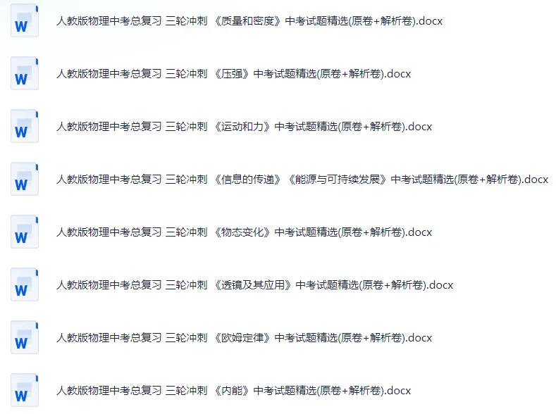 (电子打印版)【中考物理】三轮总复习·中考真题精选汇编(16大专题) 第1张