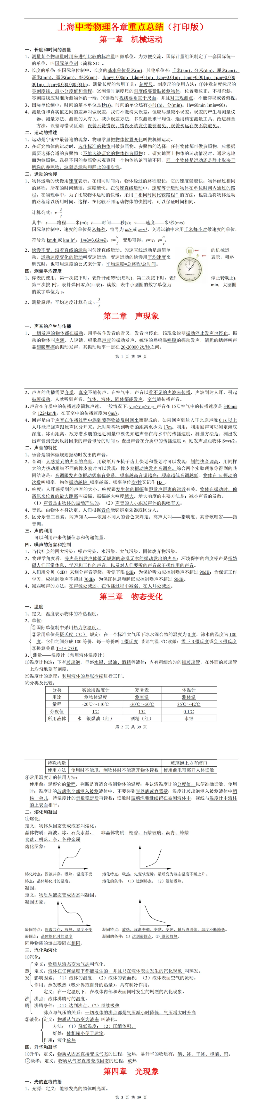 资料分享上海中考物理各章核心考点(38页) 第5张
