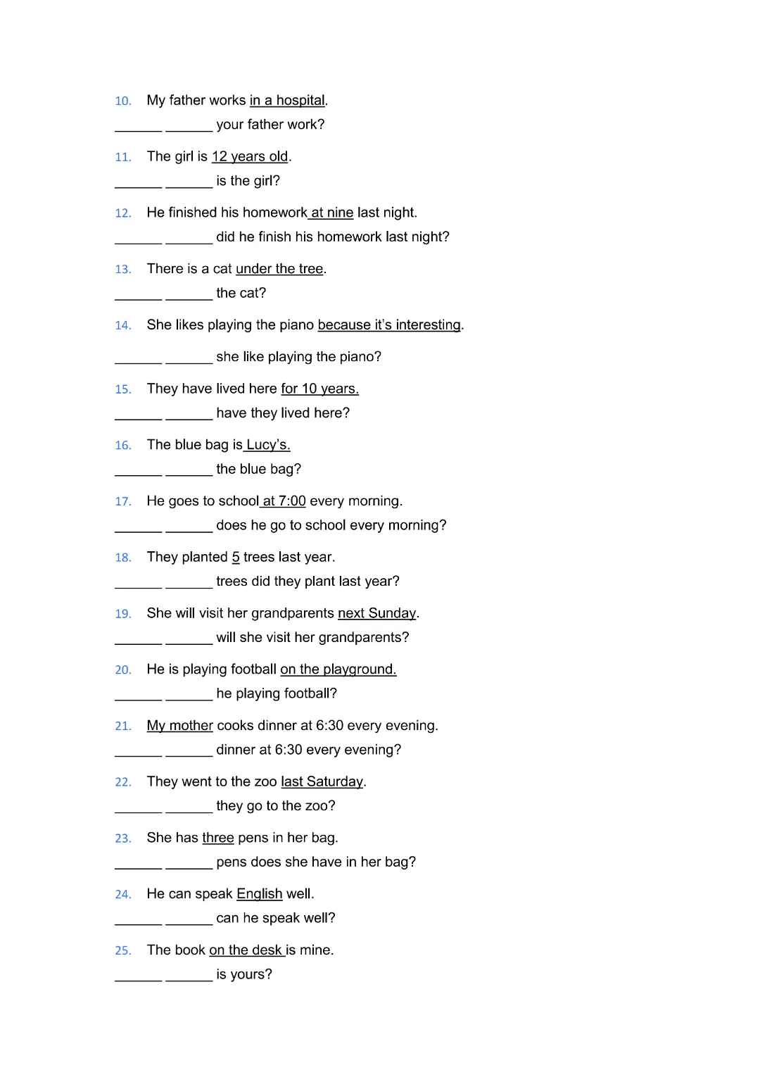 上海中考英语句型转换专项练习200题!挖空版+答案 第5张