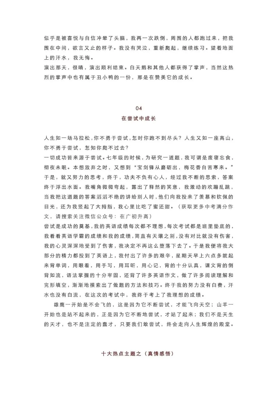 初中语文 | 中考语文常考作文押题(10个主题+15篇范文)(可打印) 第5张