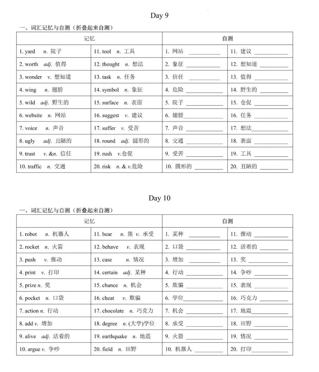 2025年中考英语高频词汇,24天每天一测轻松背完! 第3张 2025年中考英语高频词汇,24天每天一测轻松背完! 第3张