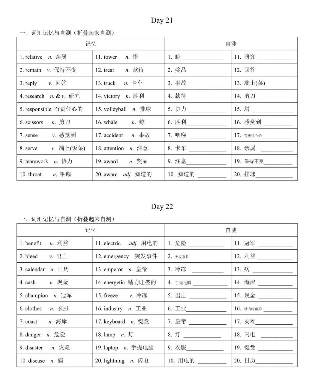 2025年中考英语高频词汇,24天每天一测轻松背完! 第5张 2025年中考英语高频词汇,24天每天一测轻松背完! 第5张