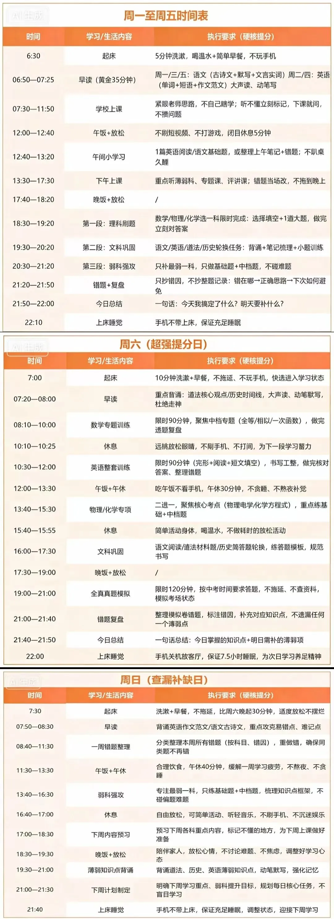 中考百天规划(附超详细时间表) 第3张