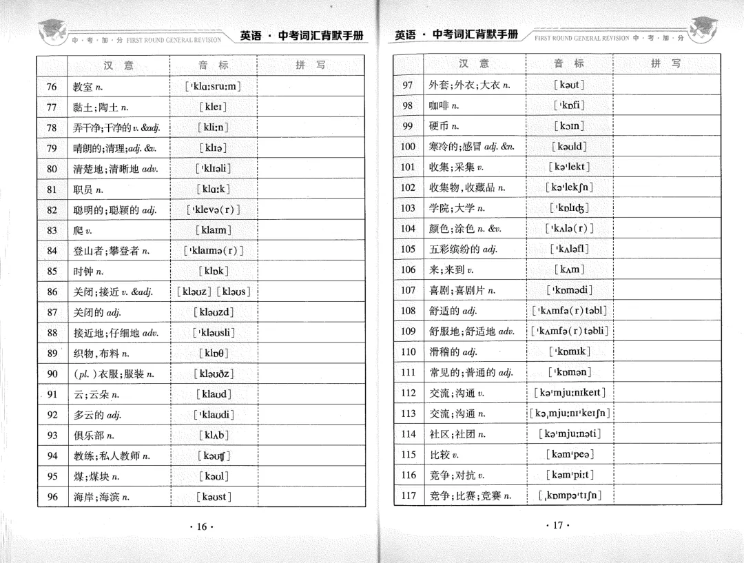 中考加分 中考词汇背默手册 (书两用、词汇背诵与默写)单词背诵、音标掌握一遍过) 英语 汉意、音标、拼写 第12张