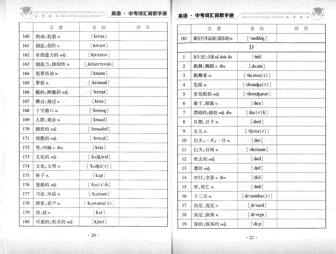 中考加分 中考词汇背默手册 (书两用、词汇背诵与默写)单词背诵、音标掌握一遍过) 英语 汉意、音标、拼写 第14张