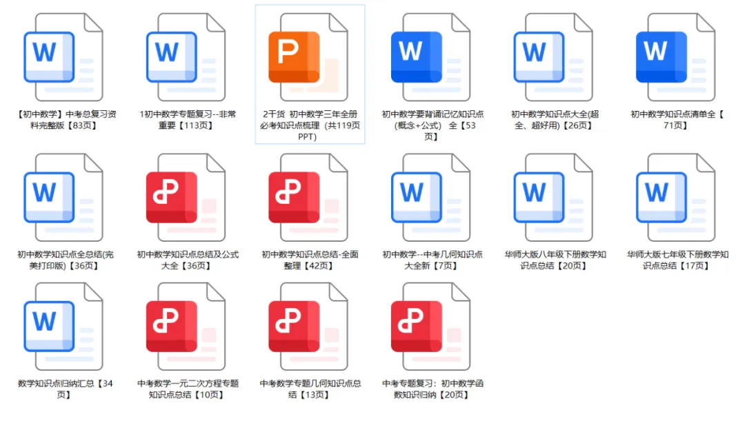 中考数学冲刺资料合集--800页,适合各版本教材冲刺复习必背,【初中数学】总复习资料完整版,数学必考知识点梳理--免费! 第4张 中考数学冲刺资料合集--800页,适合各版本教材冲刺复习必背,【初中数学】总复习资料完整版,数学必考知识点梳理--免费! 第4张