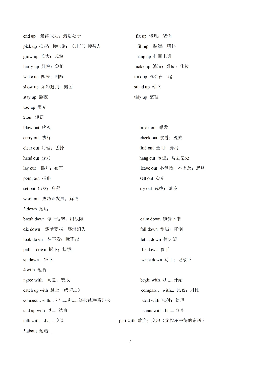 中考英语必备核心短语(形容词与介词短语及动词搭配) 第39张