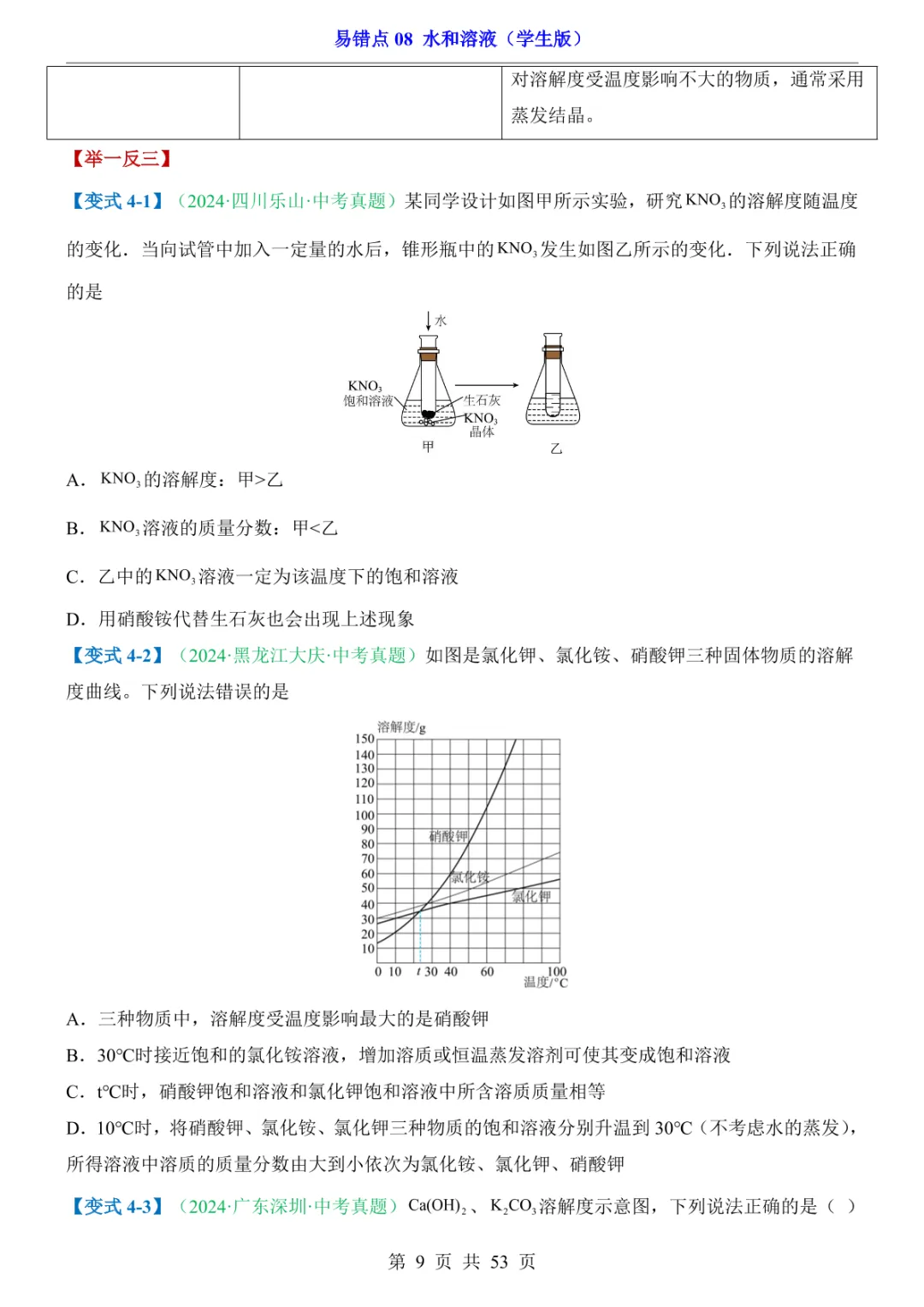 中考专项化学易错点08 水和溶液 第15张 中考专项化学易错点08 水和溶液 第15张