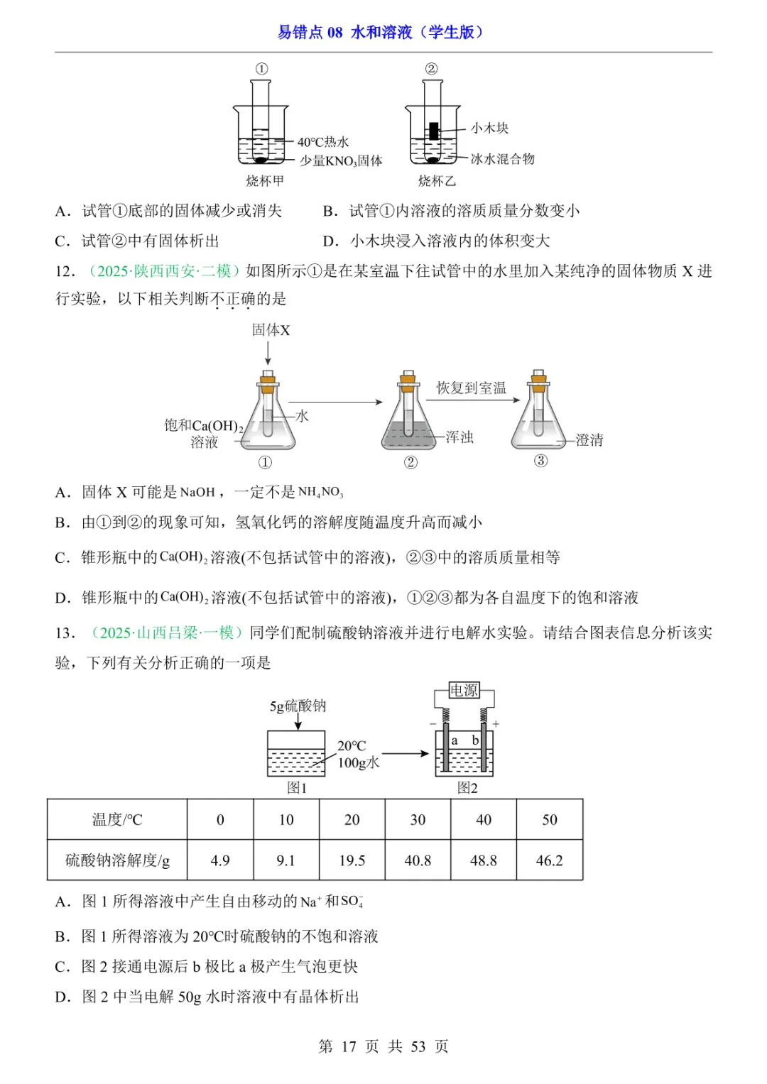 中考专项化学易错点08 水和溶液 第23张 中考专项化学易错点08 水和溶液 第23张