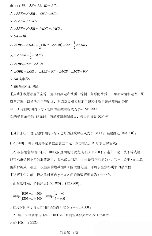 2024年山东省济宁市中考数学试题及答案解析 第19张