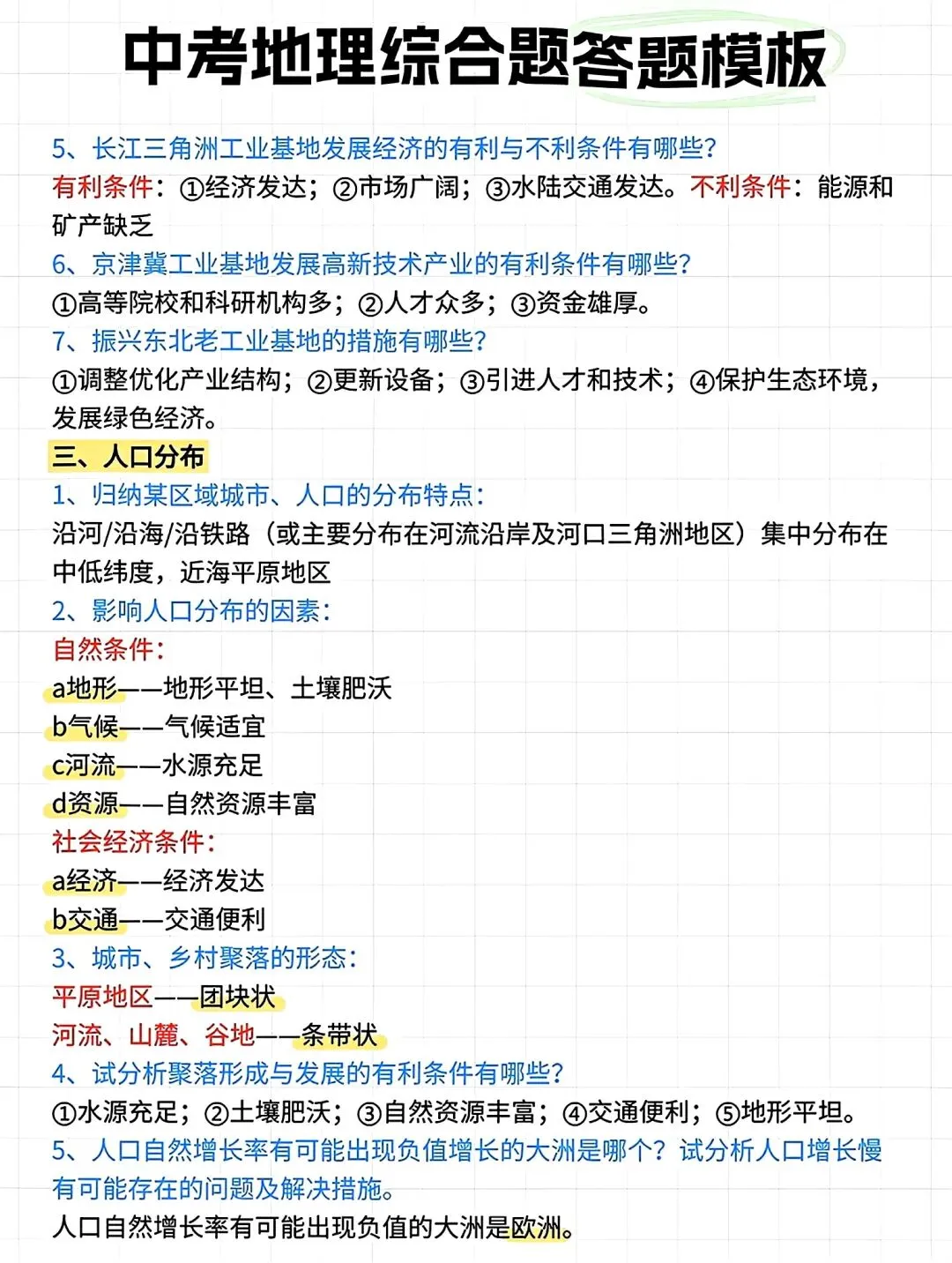 2026年中考地理综合题答题模板(考点分类) 第10张