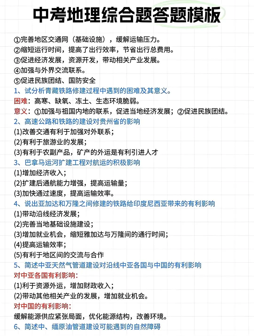 2026年中考地理综合题答题模板(考点分类) 第12张