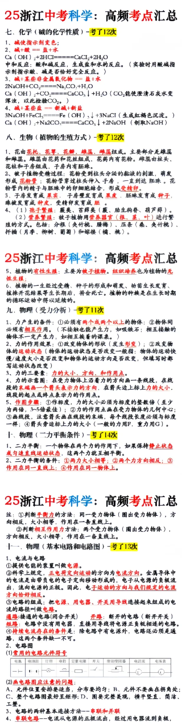 2025年浙江中考科学高频考点 第3张