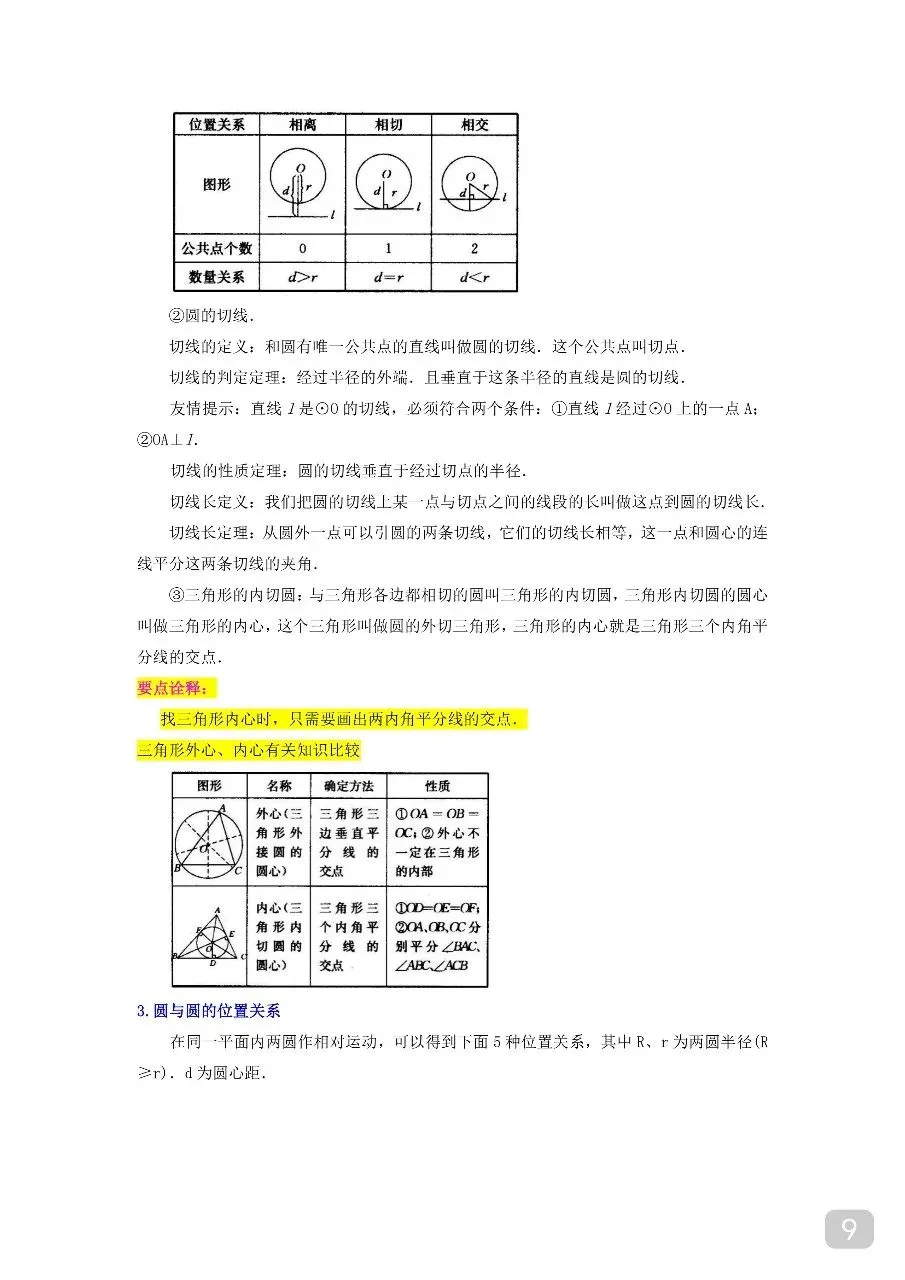 九年级(下)数学 中考知识必备10 圆(公式、定理、结论图表).pdf 第11张
