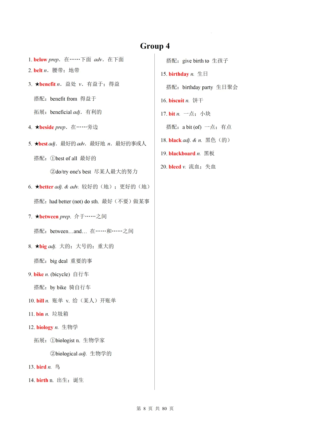 新课标中考英语1600核心词速记(附搭配及拓展) 第10张