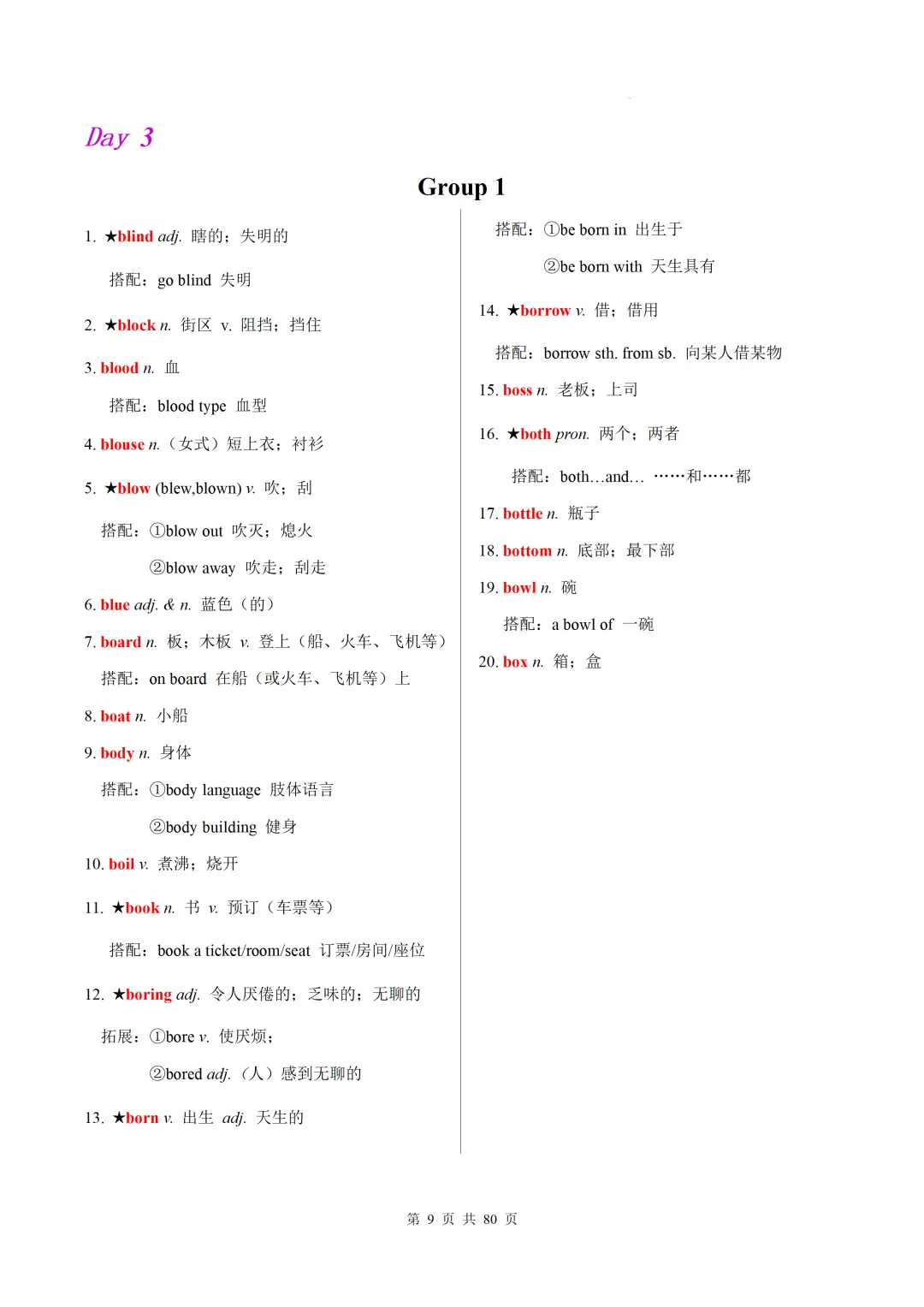 新课标中考英语1600核心词速记(附搭配及拓展) 第11张