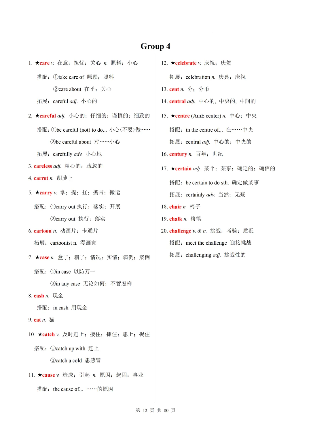 新课标中考英语1600核心词速记(附搭配及拓展) 第14张
