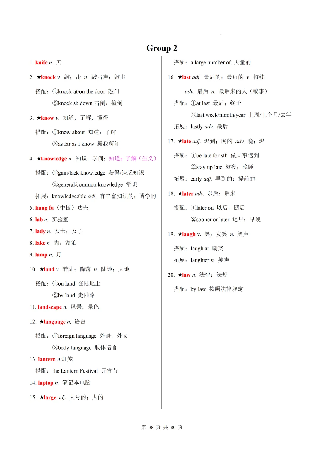 新课标中考英语1600核心词速记(附搭配及拓展) 第40张