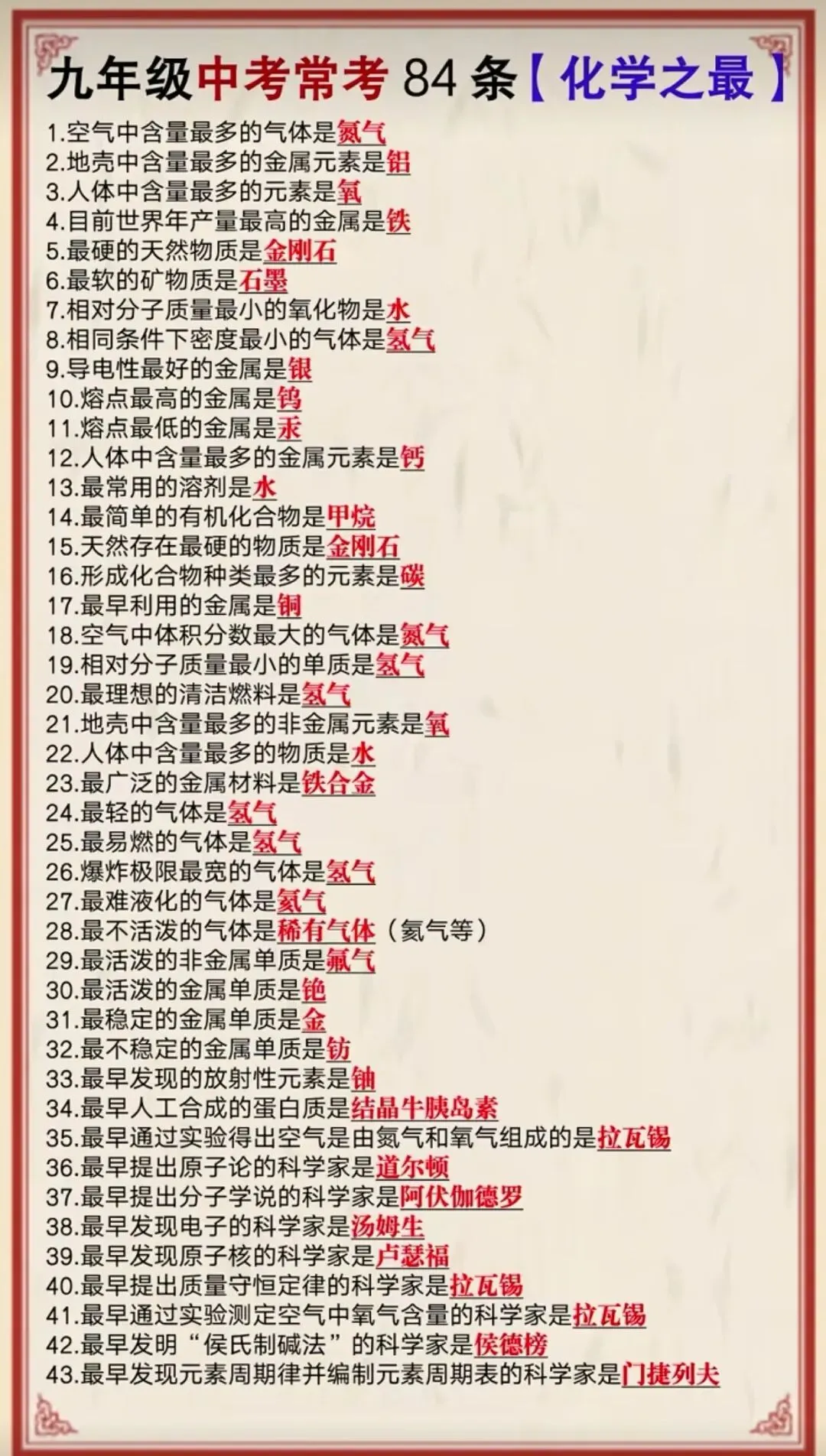 九年级中考常考84条化学之最 第4张