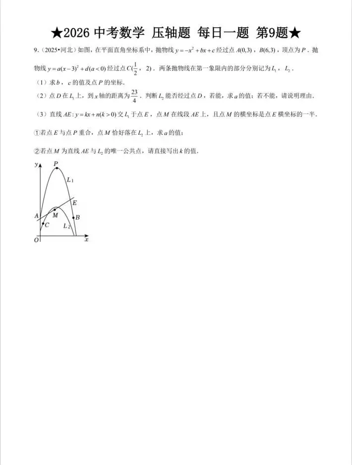 2026中考数学|压轴题|每日一练 第10张