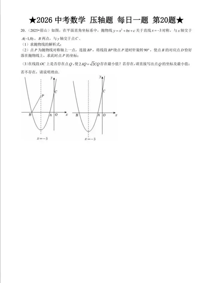 2026中考数学|压轴题|每日一练 第21张