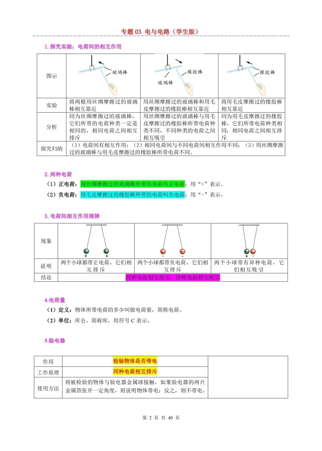 中考复习专题3 电与电路(学生版) 第2张