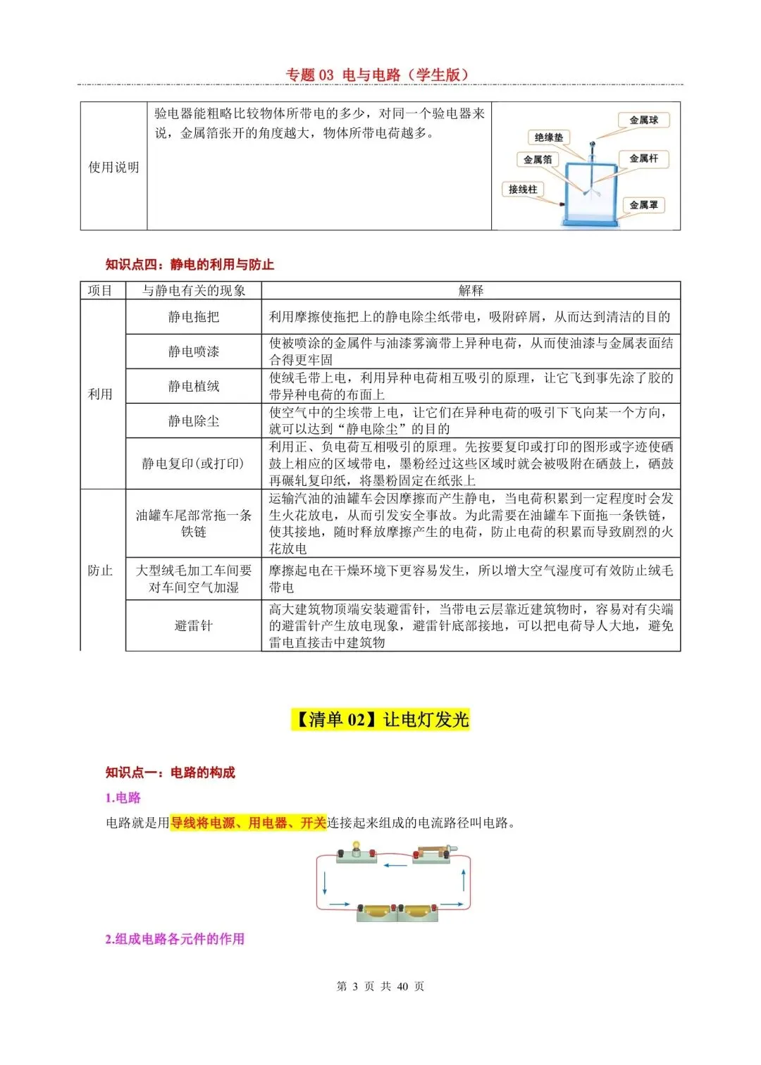 中考复习专题3 电与电路(学生版) 第3张