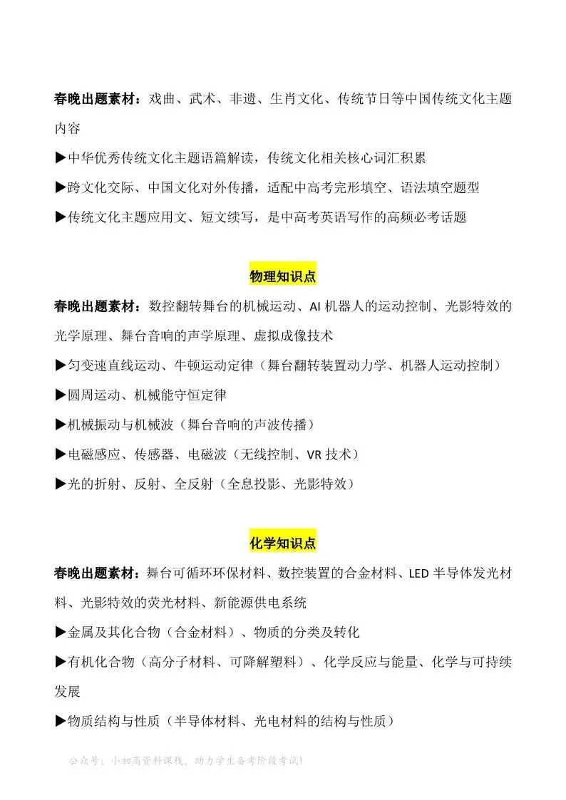 中考热点|2026年央视春晚涉及到的中高考知识点 第11张