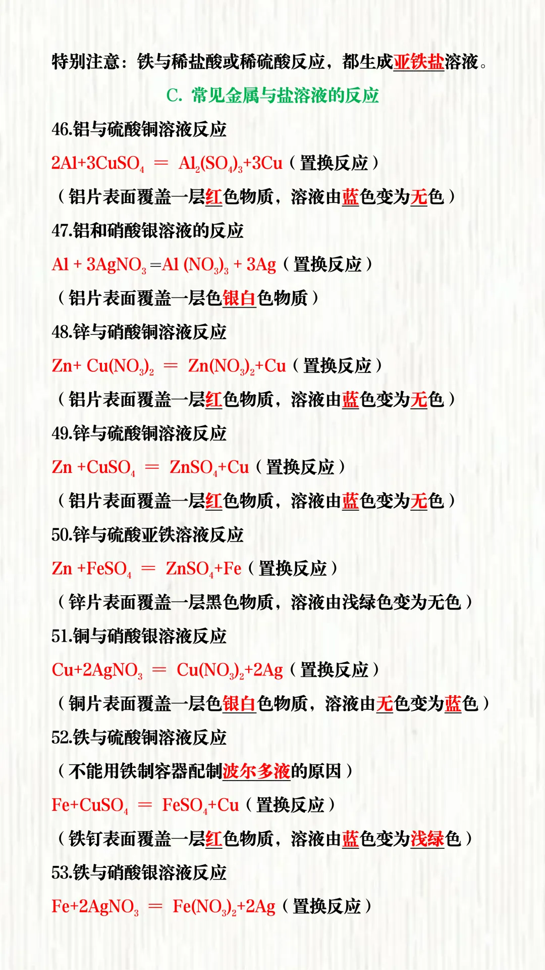 2026中考必背 | 化学方程式大全(100个),背完直接默写满分!电子版可打印! 第8张