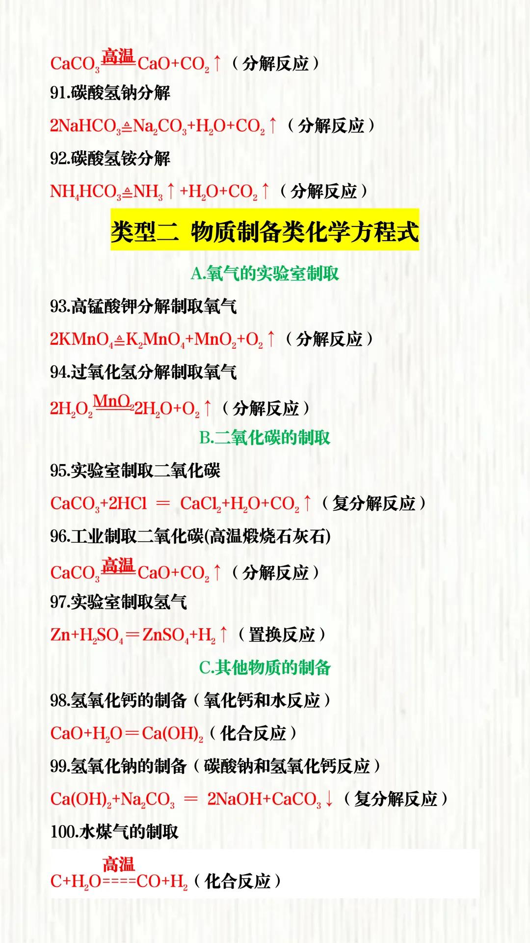 2026中考必背 | 化学方程式大全(100个),背完直接默写满分!电子版可打印! 第13张