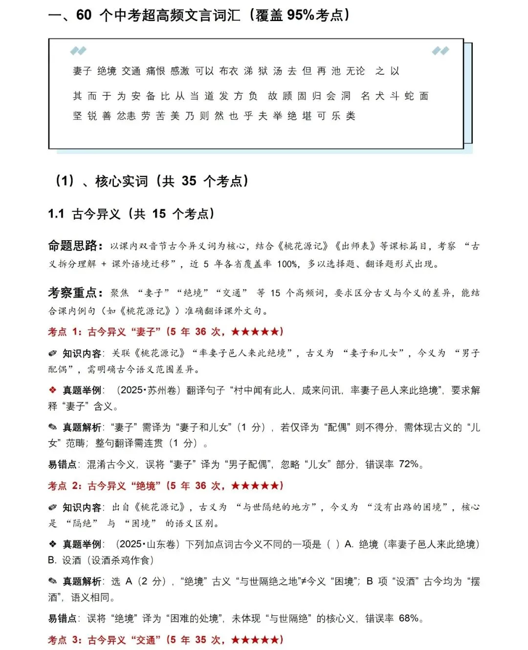 近5年全国各地中考语文古诗文200个高频考点+50个高频易错点,考前复习直接用(建议收藏) 第2张